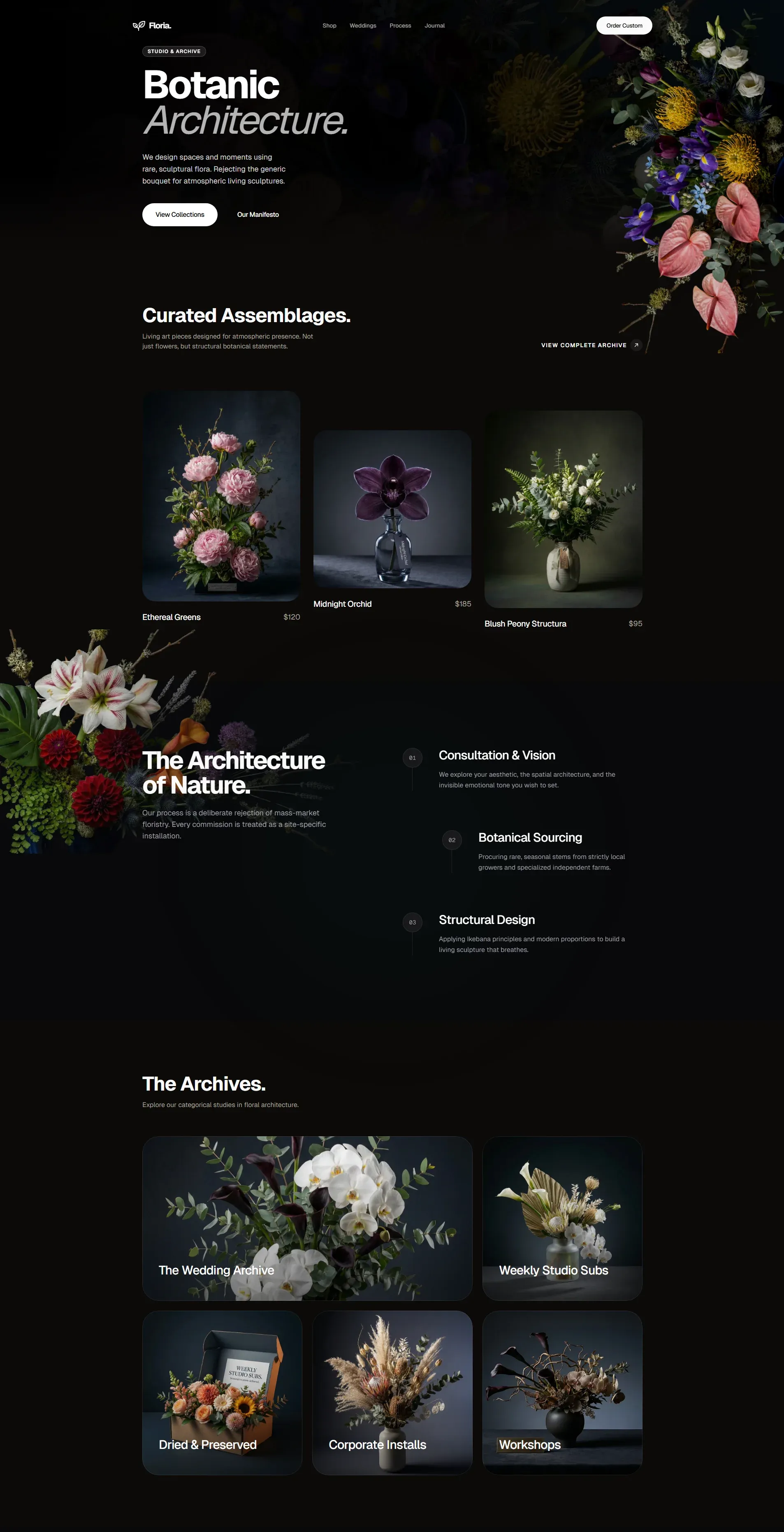 Floria site, top of page, built with taste-skill